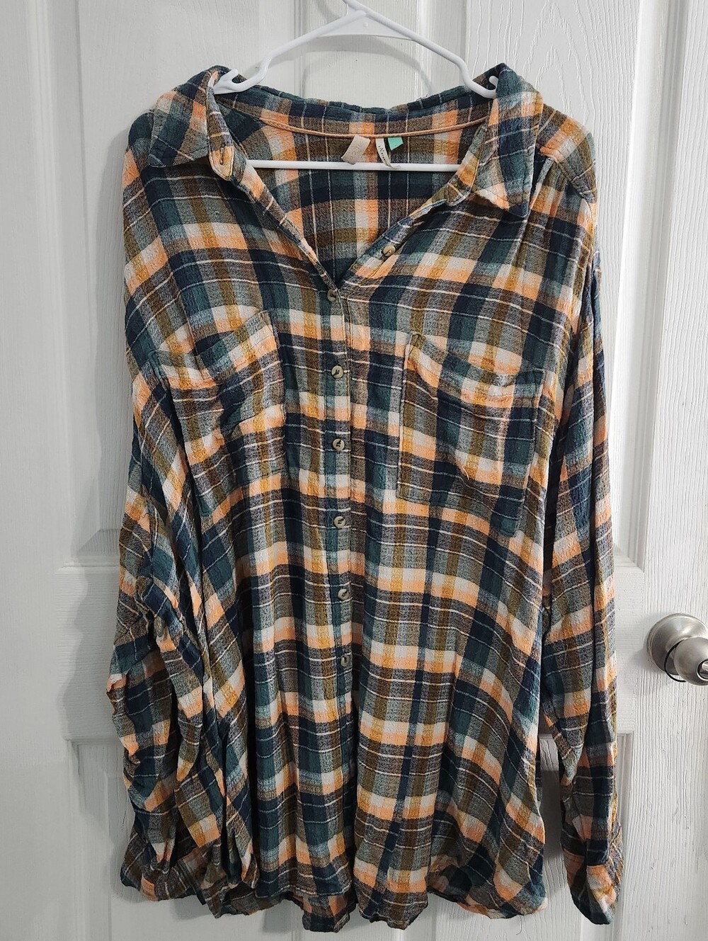 Anthropologie Pilcro button up plaid flannel shirt size 3x countrycore farmcore